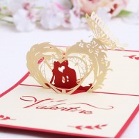 Handmade 3d Pop Up Valentine's Day Card Kiss Lover Couple Garden Picnic Love Heart Butterfly Greeting Card For Girlfriend Boyfriend Him Her